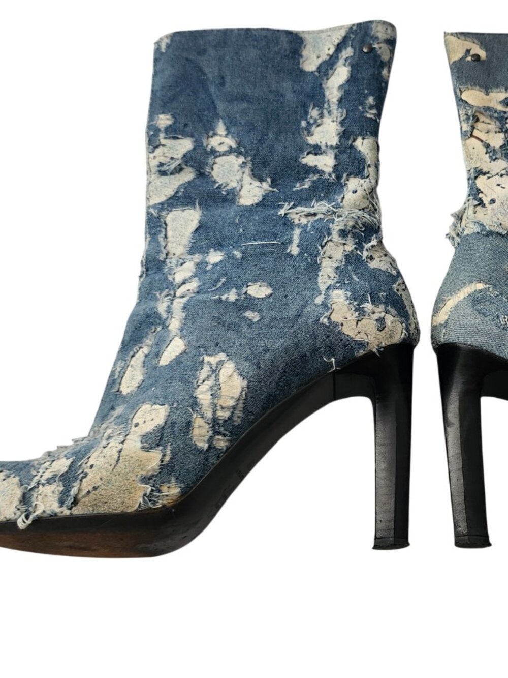 Cavalli Denim Patchwork Vintage Ankle Boots